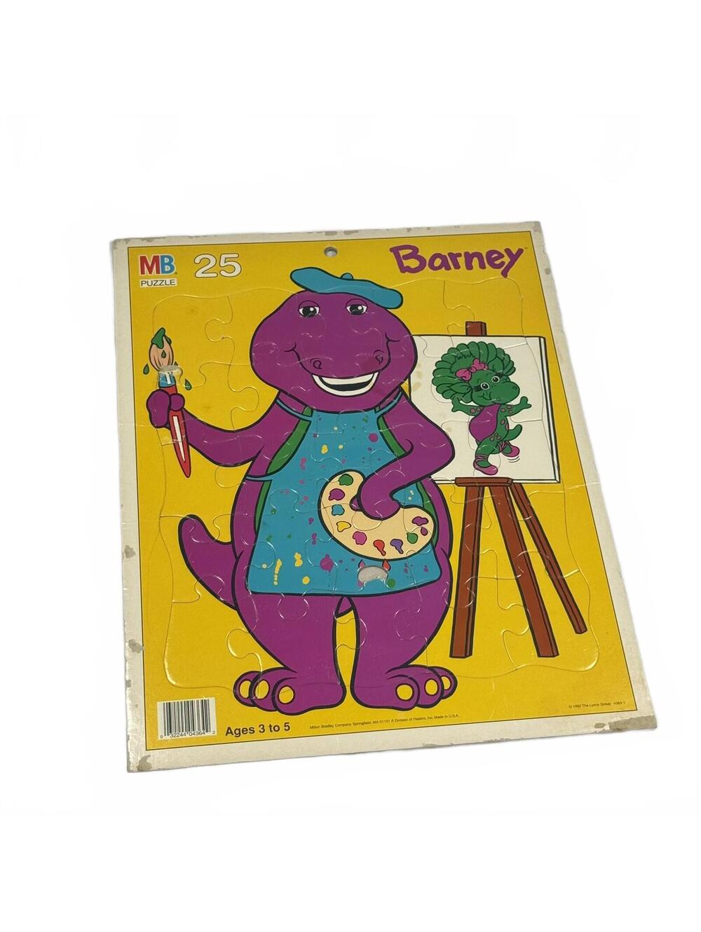 1990s Vintage Barney Baby Bop Milton Bradley MB 25 Piece Puzzle 1992 Artist Art